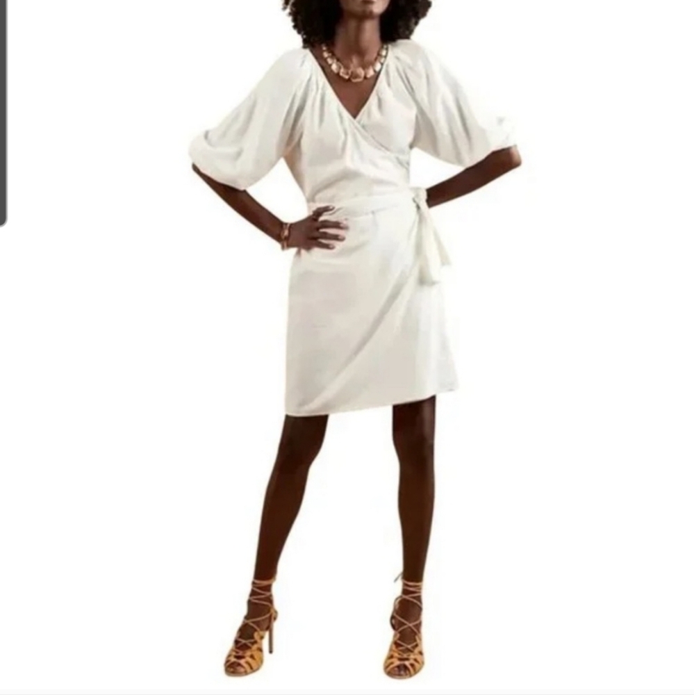 Banana Republic Off White Linen Blend Wrap Dress - Picture 2 of 2